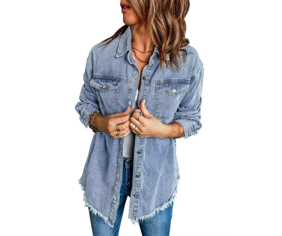Vintage Blue Distressed Denim Jacket