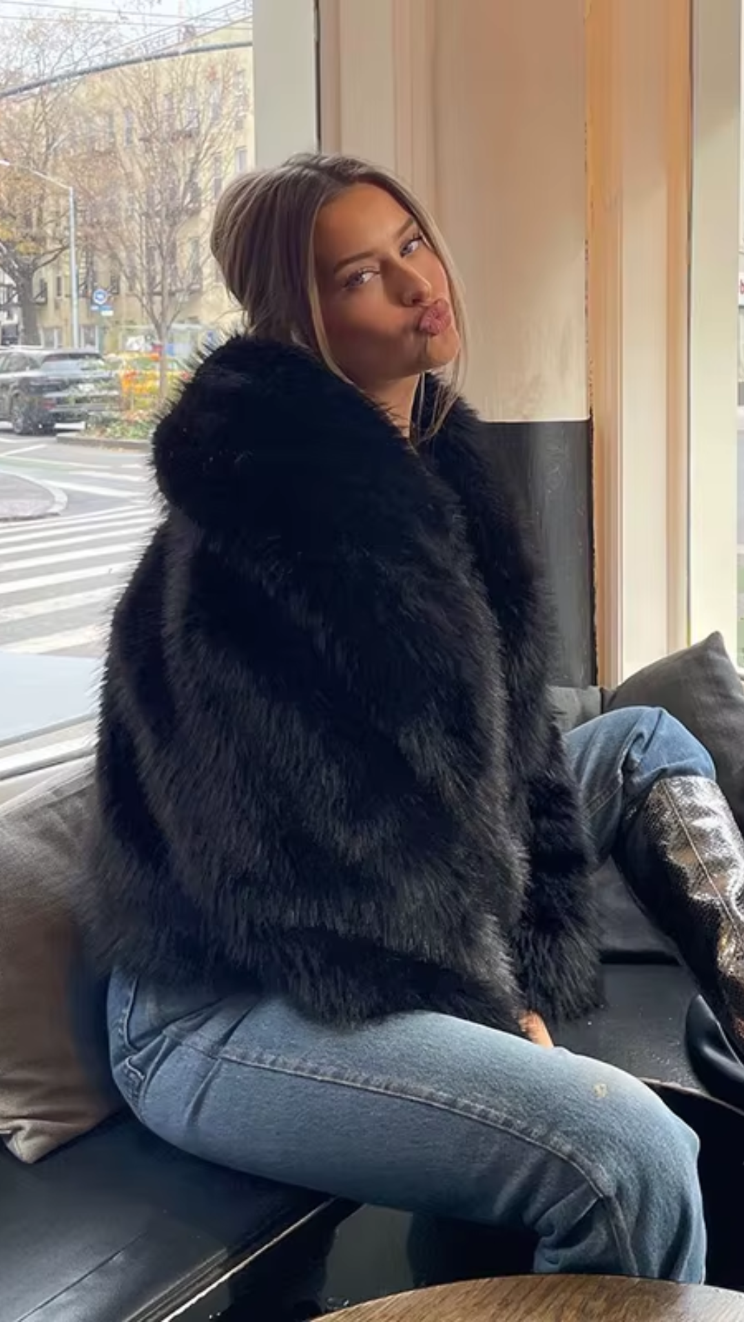 Faux Fox Fur black Jacket