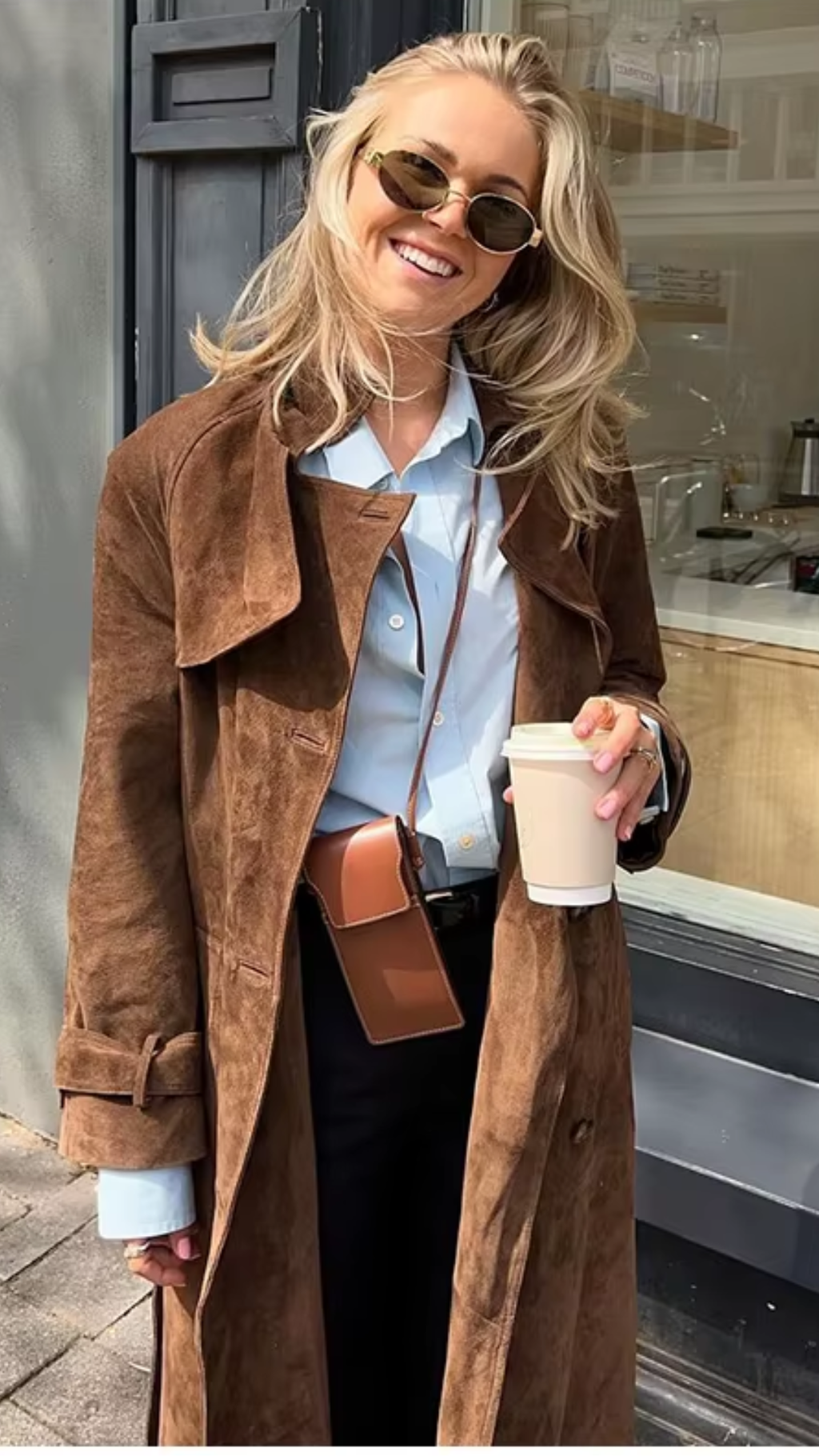 Brown Suede Trench Coat