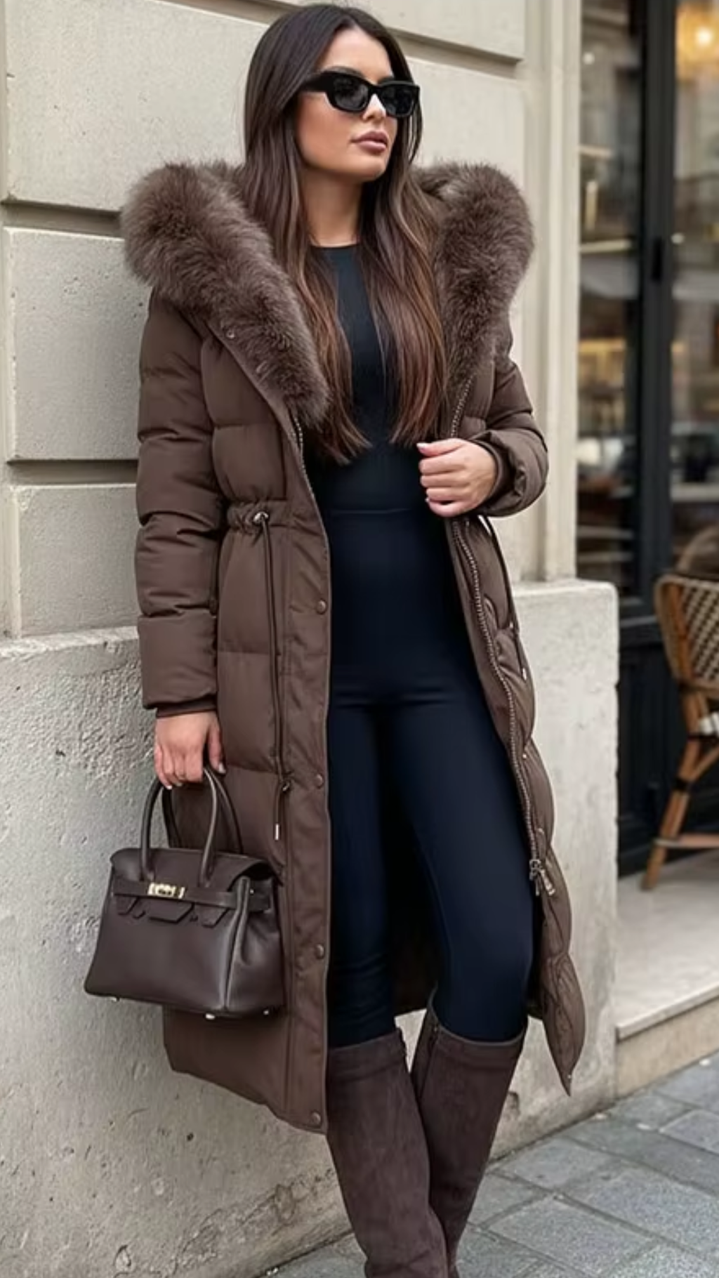 Long Padded Oversize Lapel Jacket