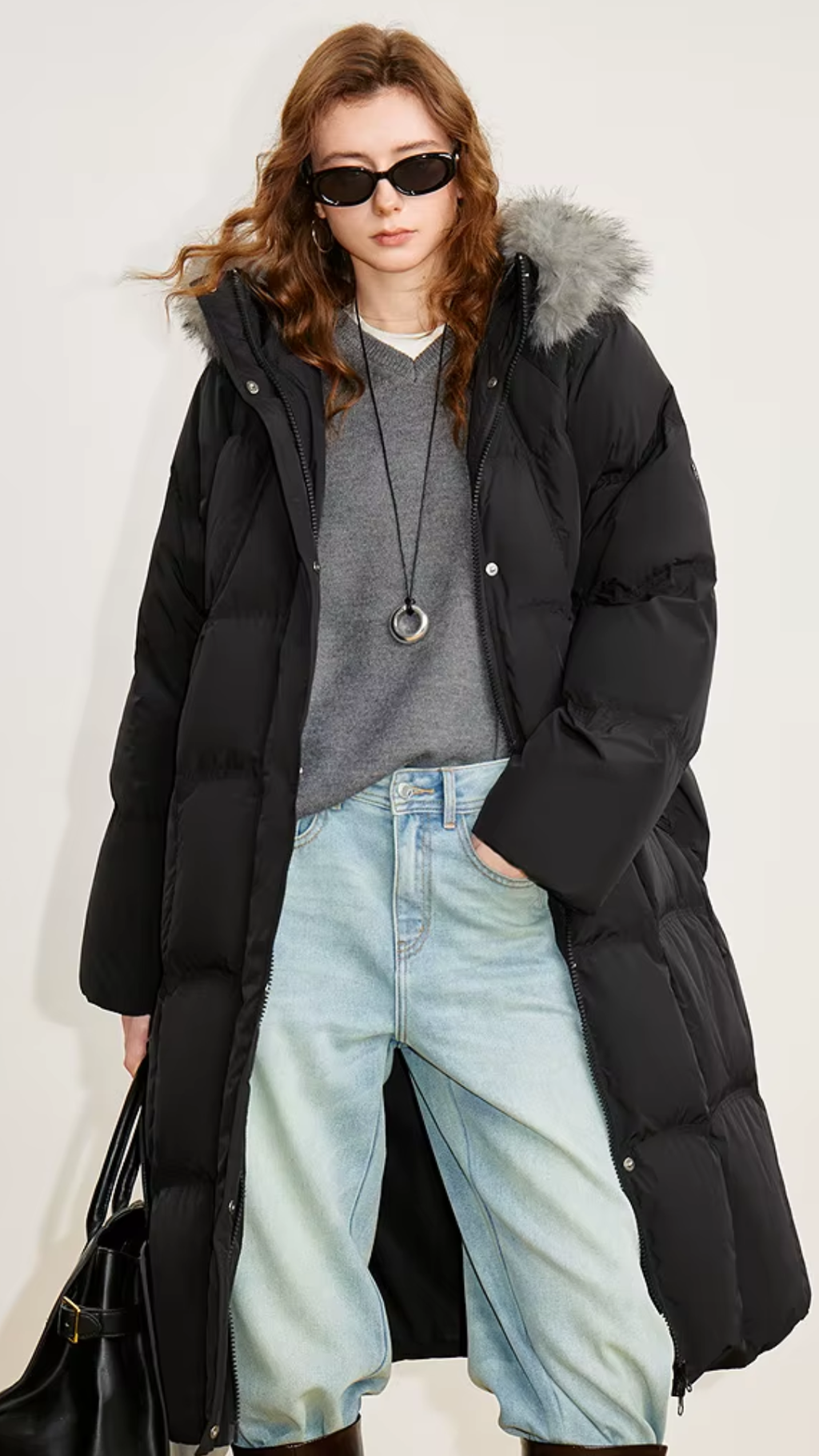 Black Long Duck Down Coat