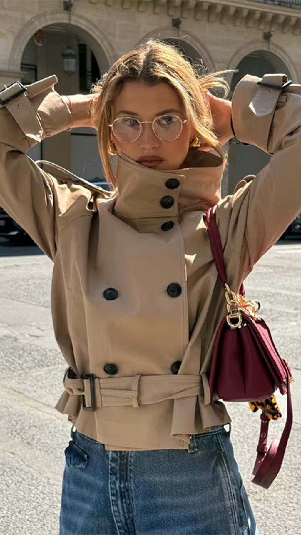 Mandarin Collar Trench Coat