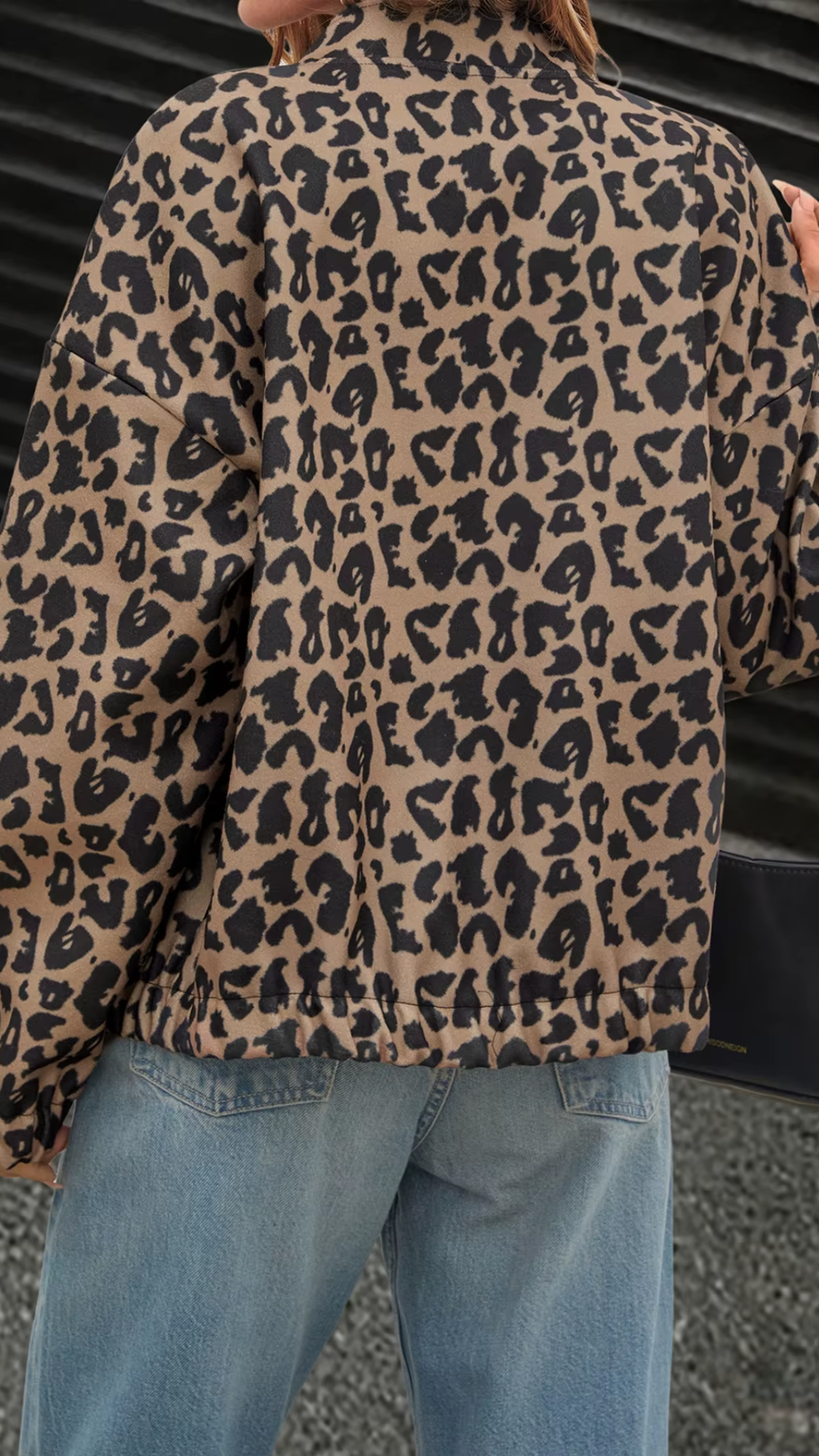 Leopard Print Stand-Collar Jacket