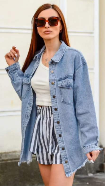 Vintage Blue Distressed Denim Jacket