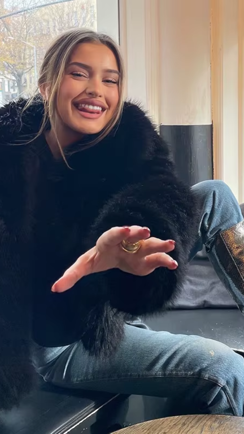 Faux Fox Fur black Jacket