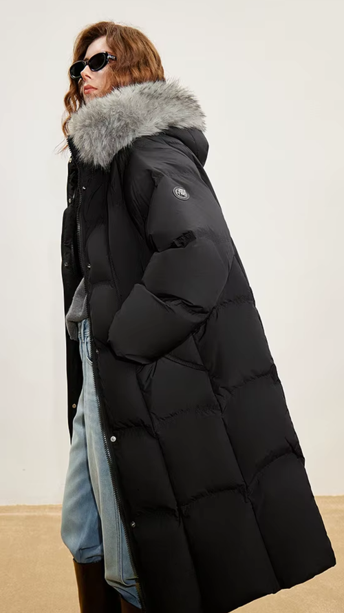 Black Long Duck Down Coat
