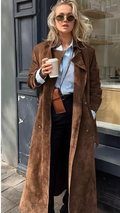 Brown Suede Trench Coat