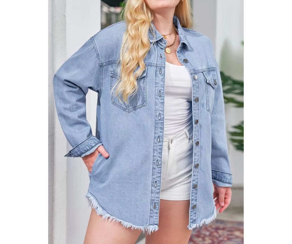 Vintage Blue Distressed Denim Jacket