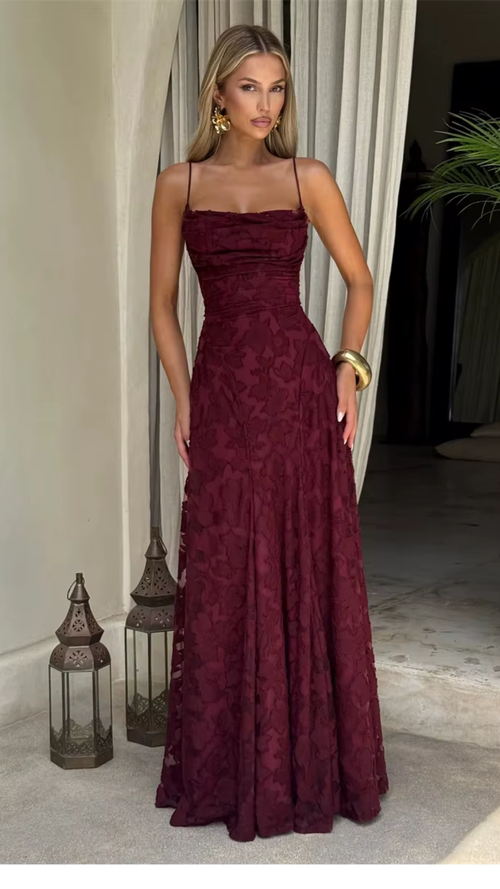 Backless Spaghetti-Strap Maxi Dress