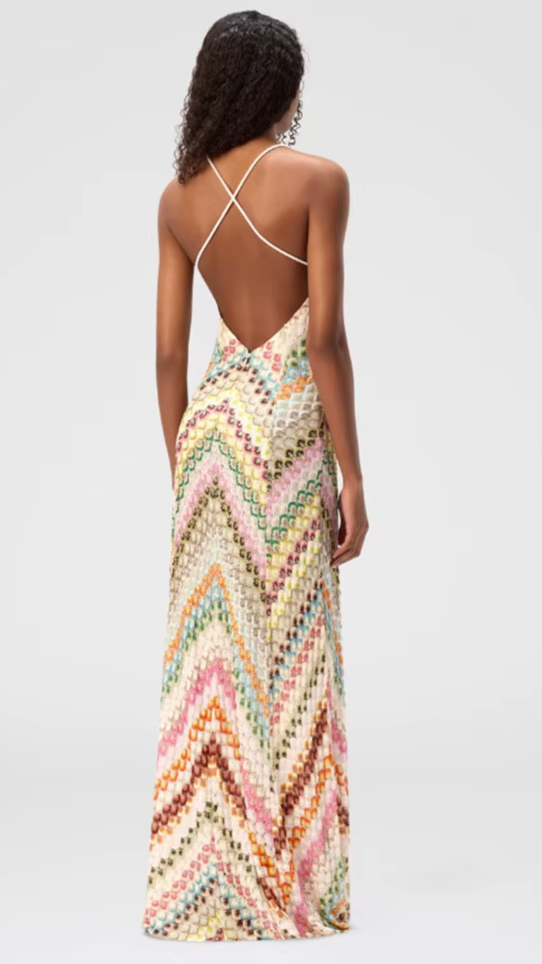 Crochet V Neck Halter Maxi Dress
