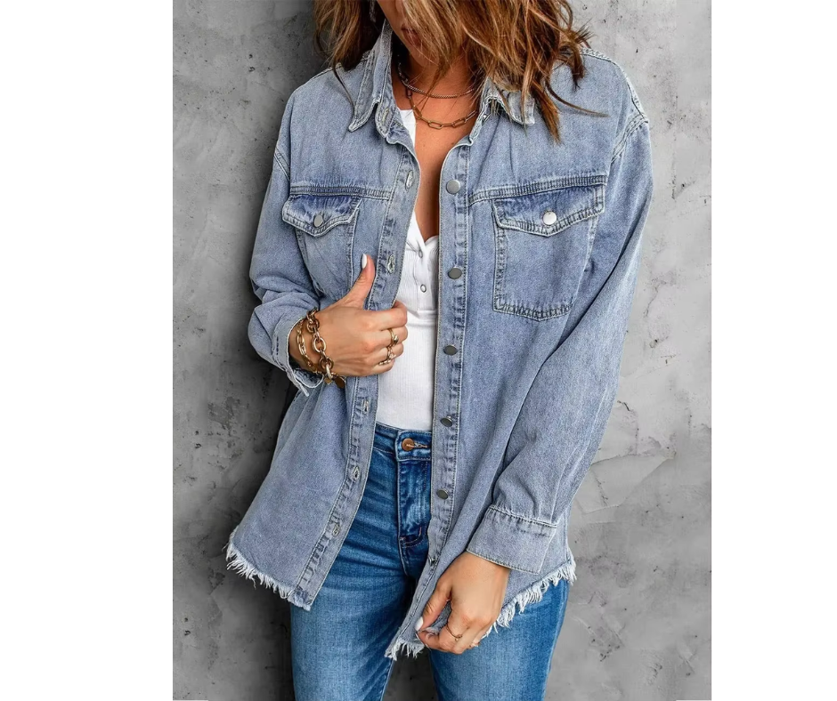 Vintage Blue Distressed Denim Jacket