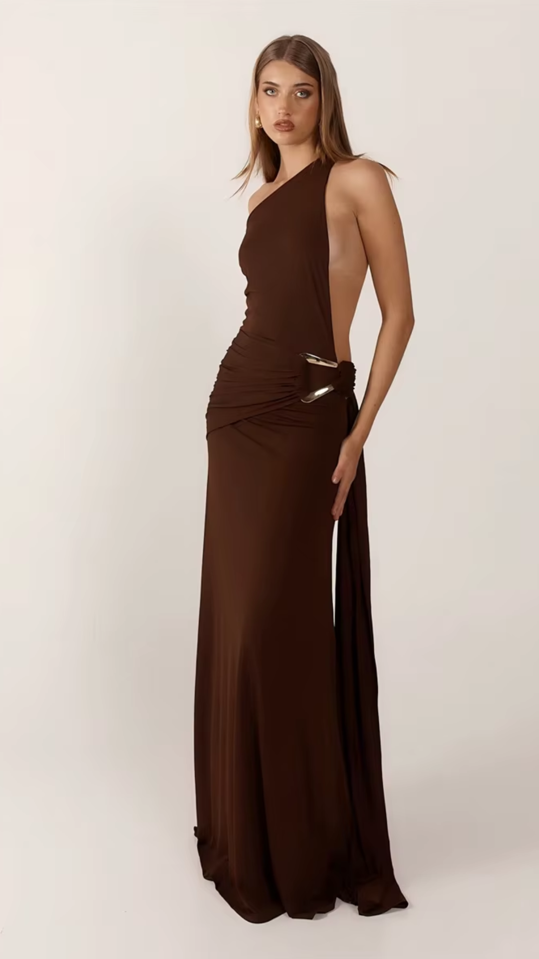 One Shoulder Backless Maxi Dress