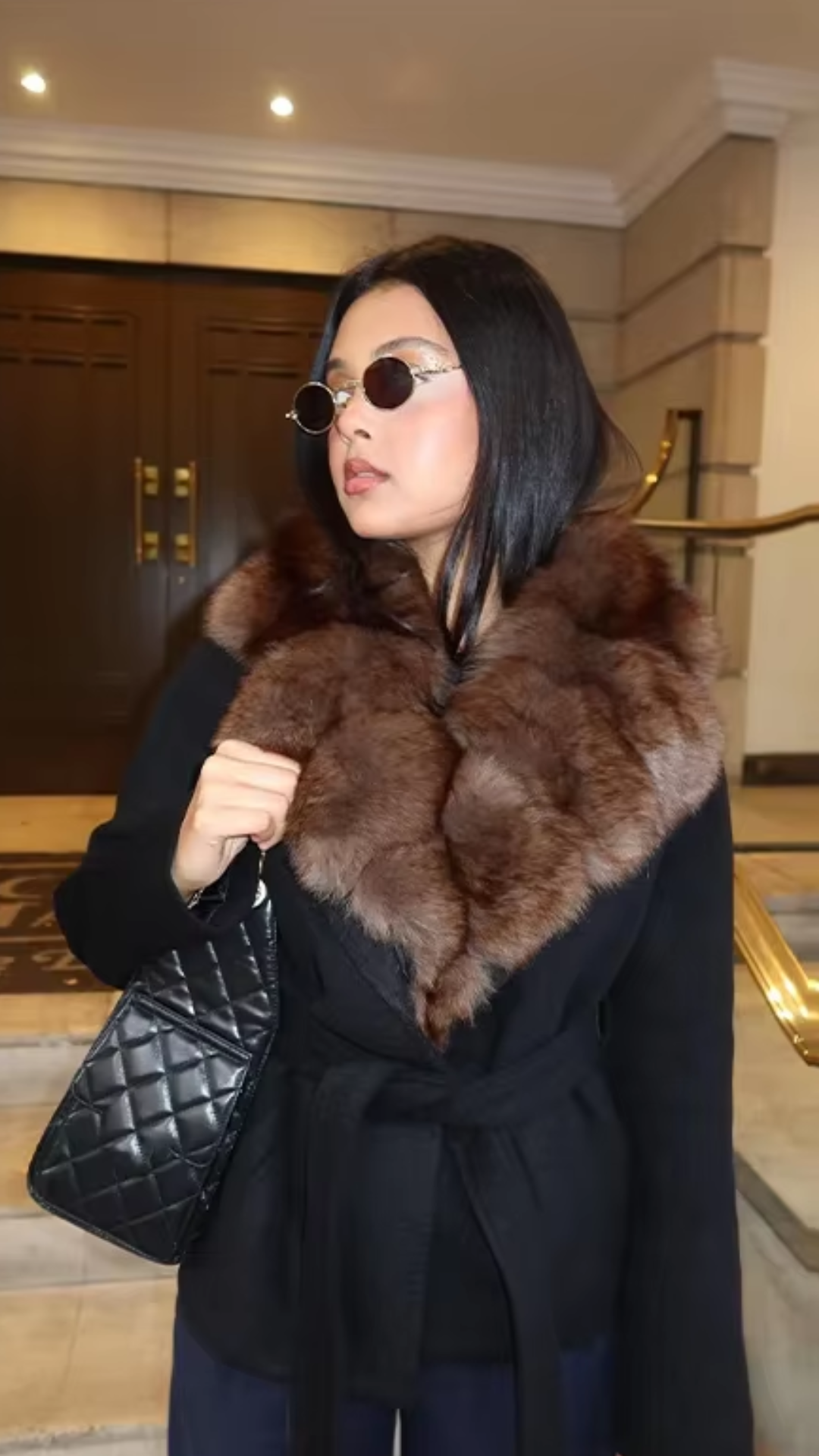 Faux Fur Lace-Up Coat