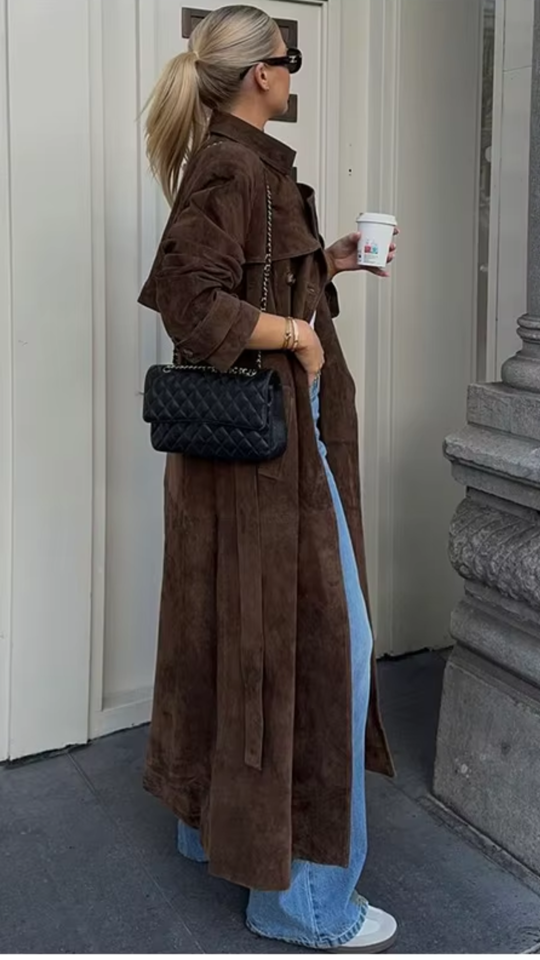 Brown Suede Trench Coat