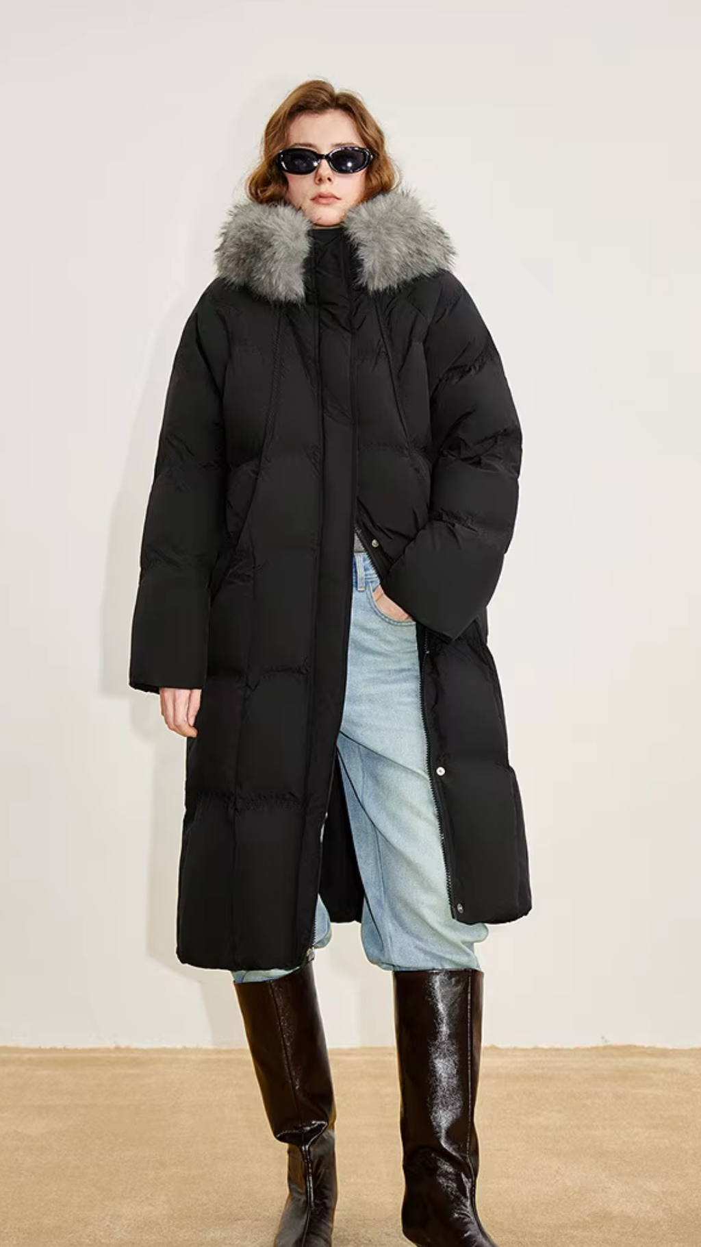 Black Long Duck Down Coat