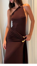 One Shoulder Backless Maxi Dress