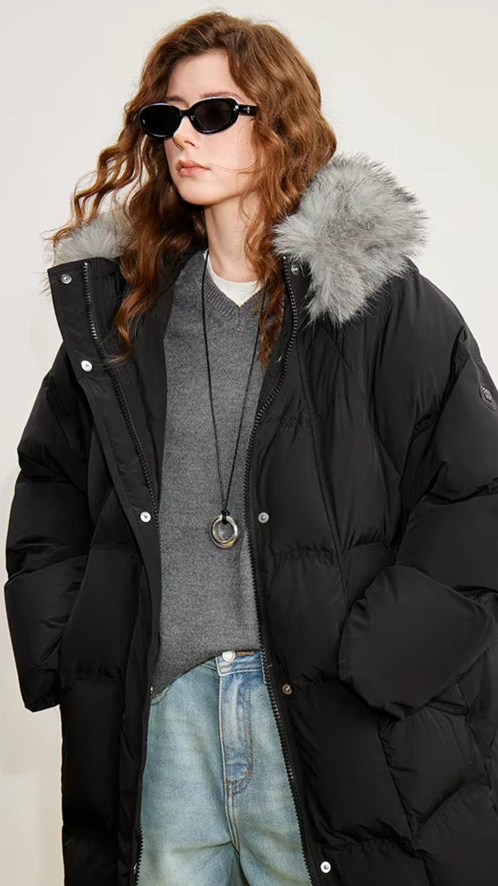 Black Long Duck Down Coat