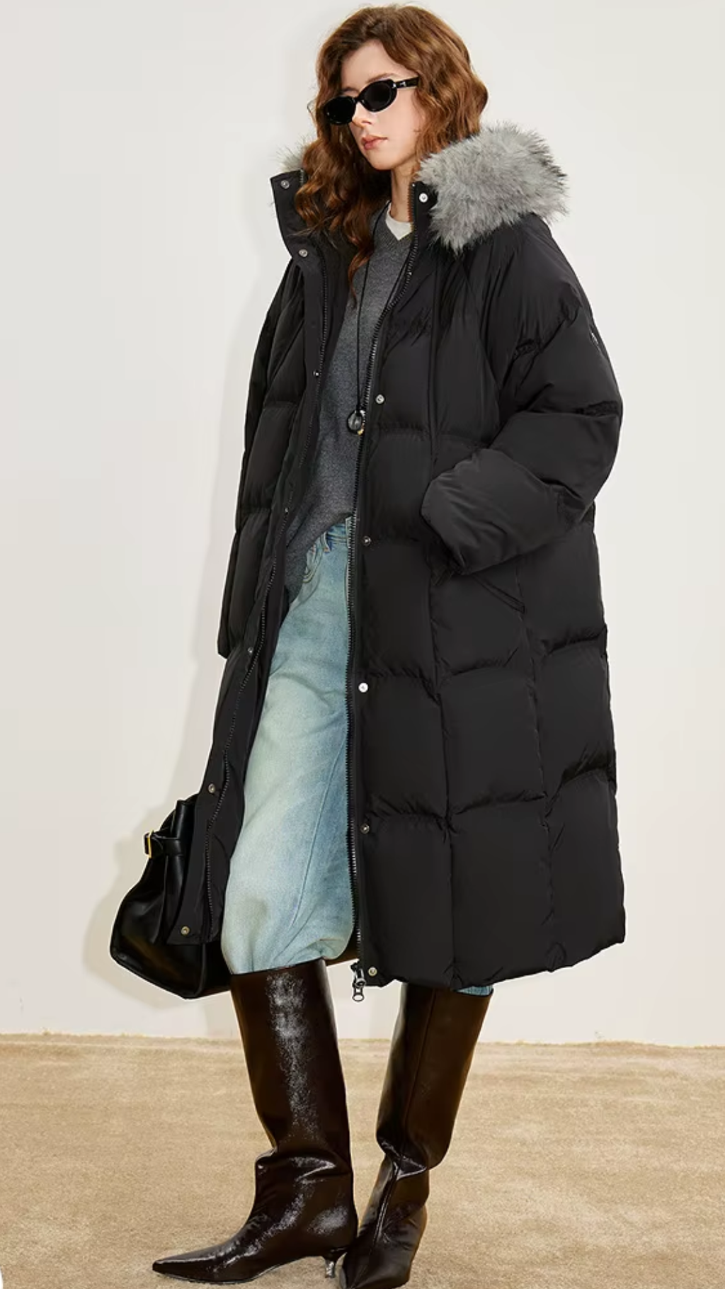 Black Long Duck Down Coat