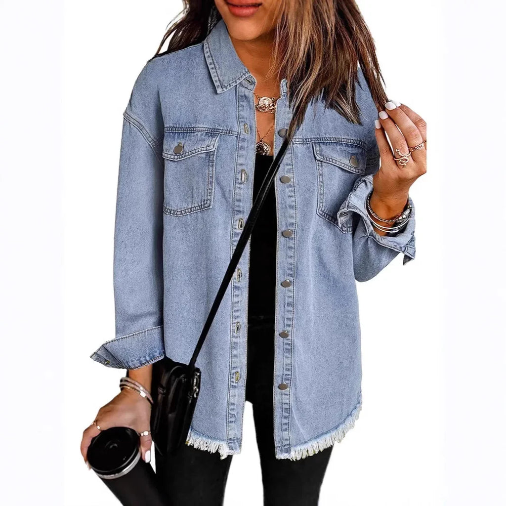 Vintage Blue Distressed Denim Jacket