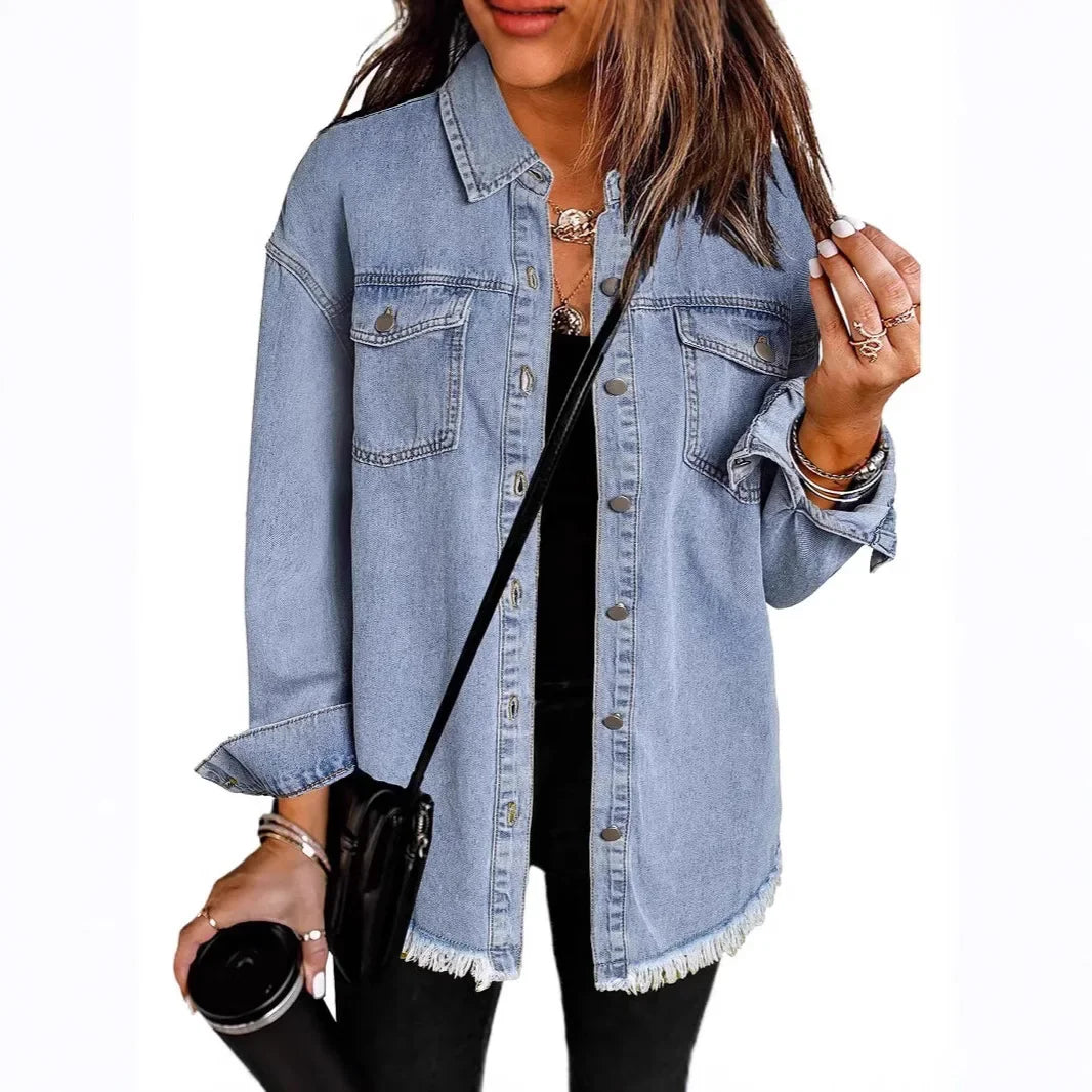 Vintage Blue Distressed Denim Jacket