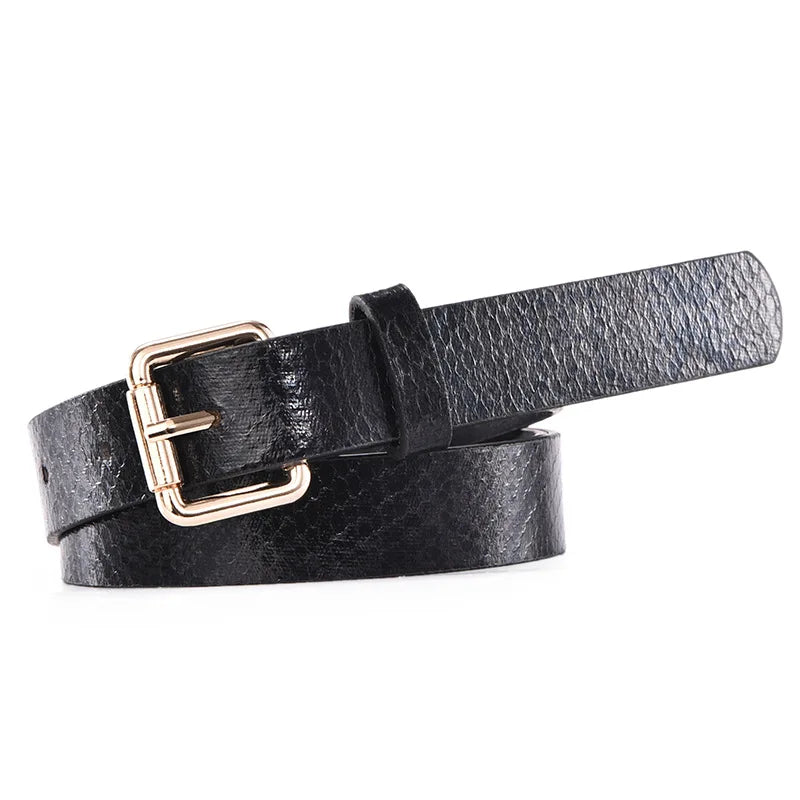 Leopard Snake Print Slim PU Belt