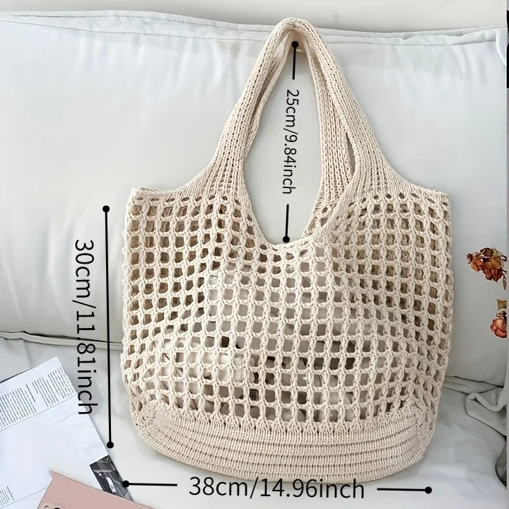 Open Knit Woven Tote Bag