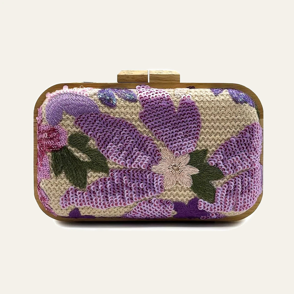 Embroidered Bloom Sequin Clutch