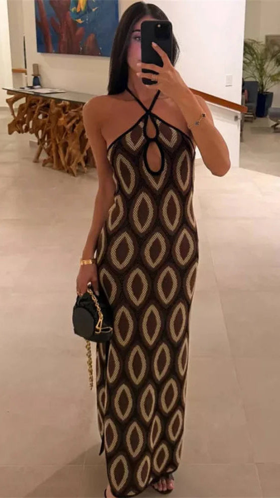 Tossy Boho Knit Backless Maxi Dress