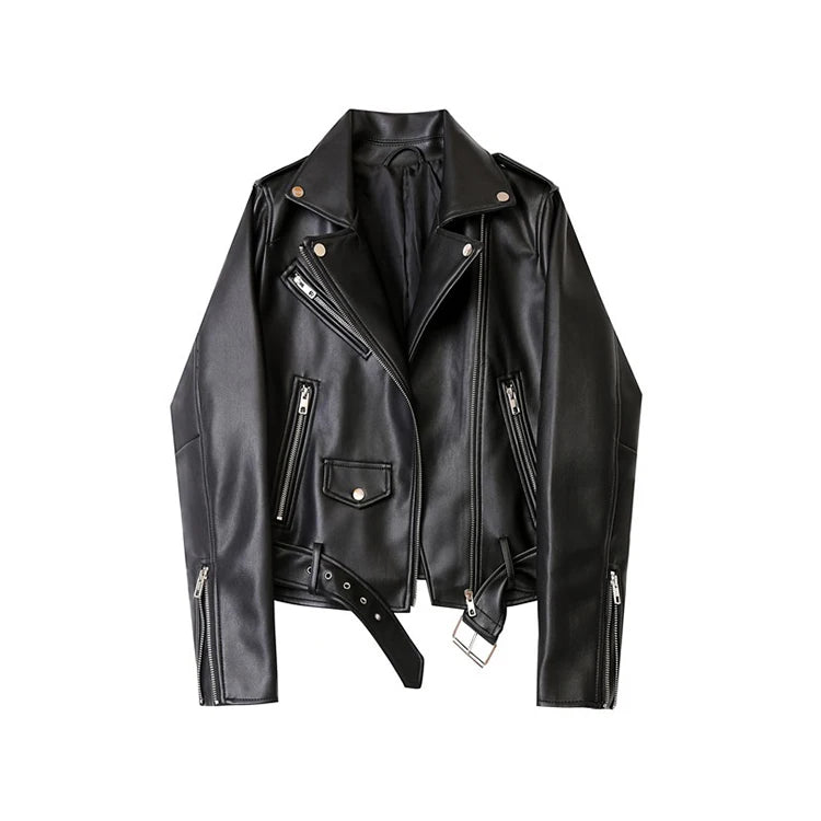 Sleek PU Leather Zip Jacket