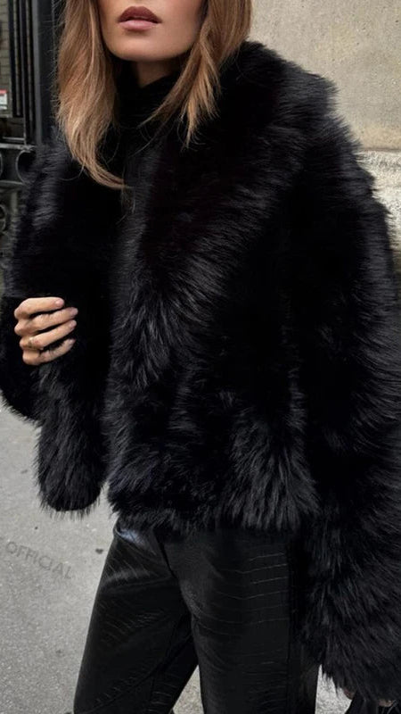 Faux Fox Fur black Jacket