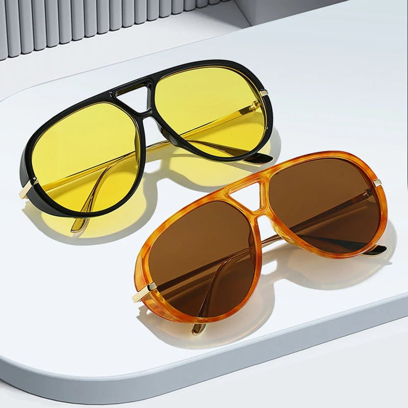 Oversized Double Bridge Pilot Sunglasses