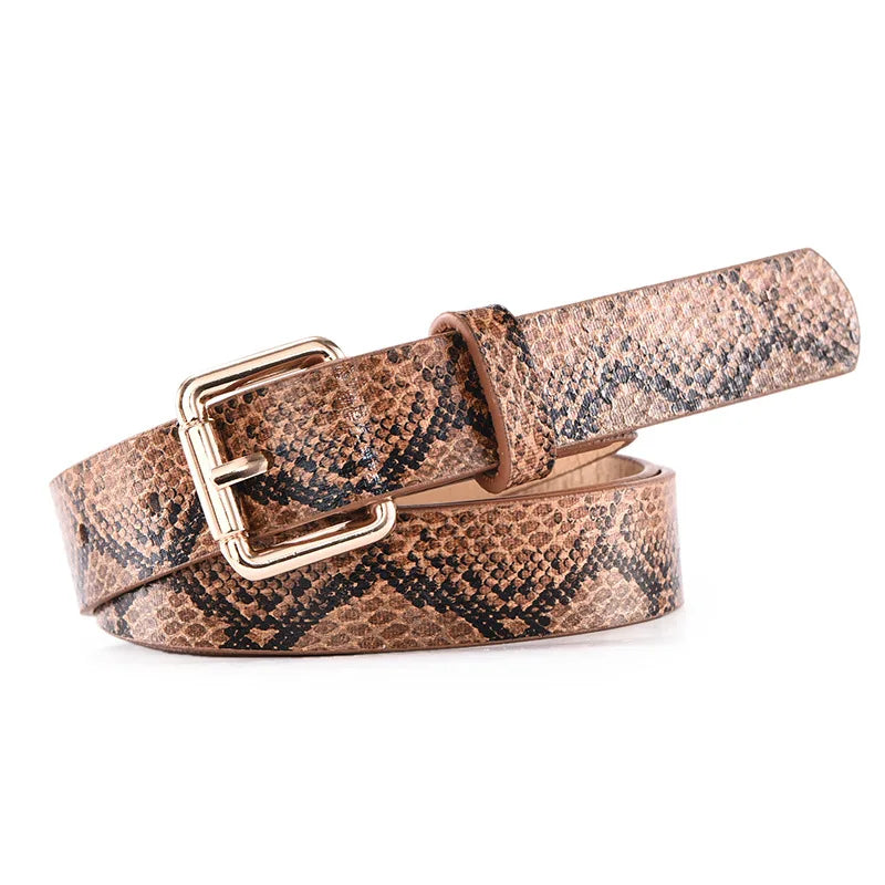 Leopard Snake Print Slim PU Belt