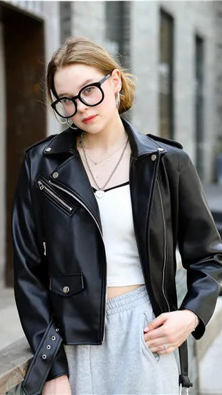 Sleek PU Leather Zip Jacket