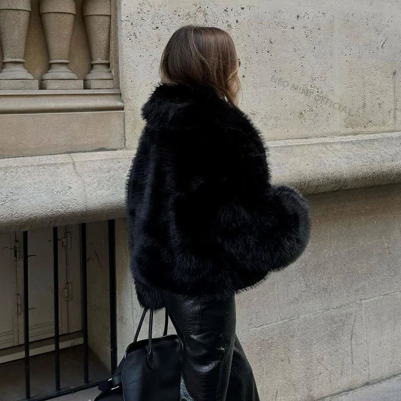 Faux Fox Fur black Jacket
