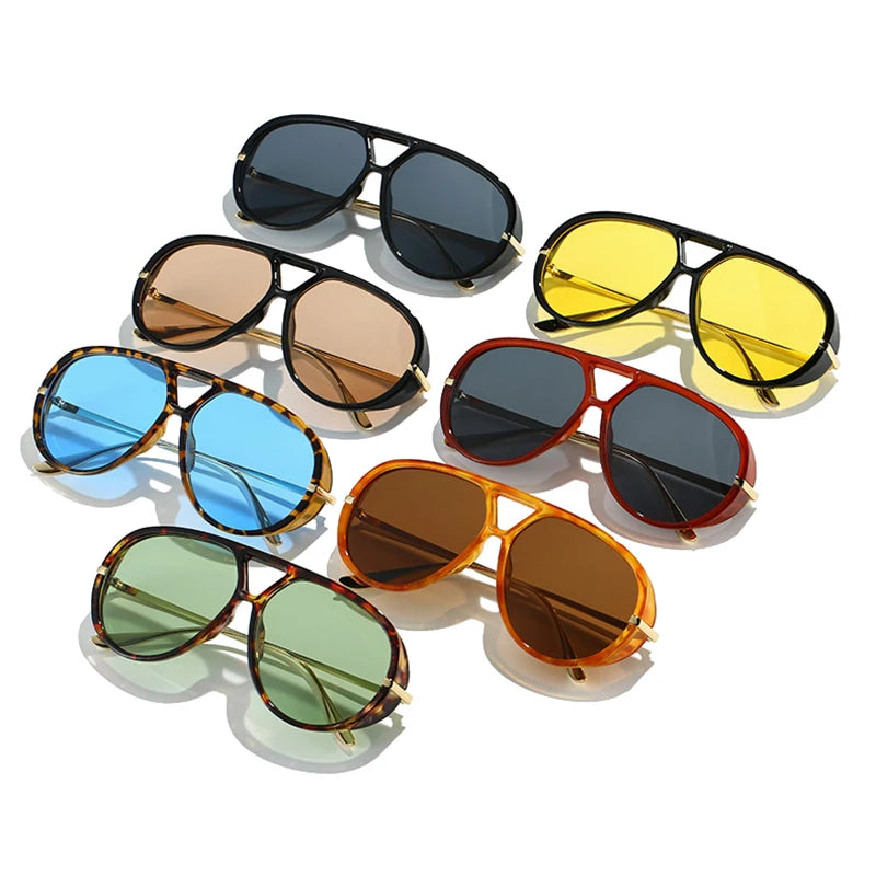 Oversized Double Bridge Pilot Sunglasses