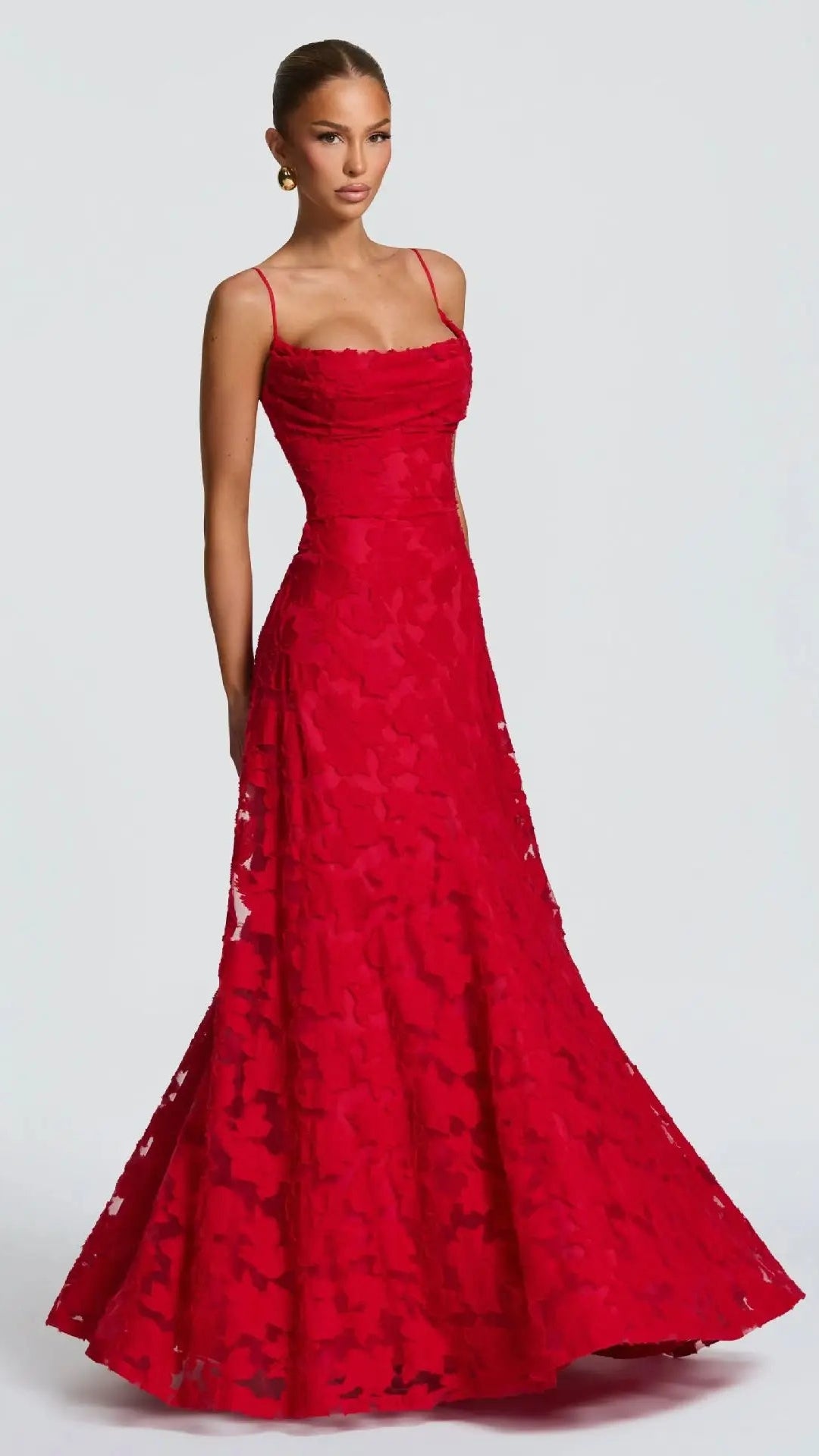 Jacquard Chiffon Backless Maxi Dress