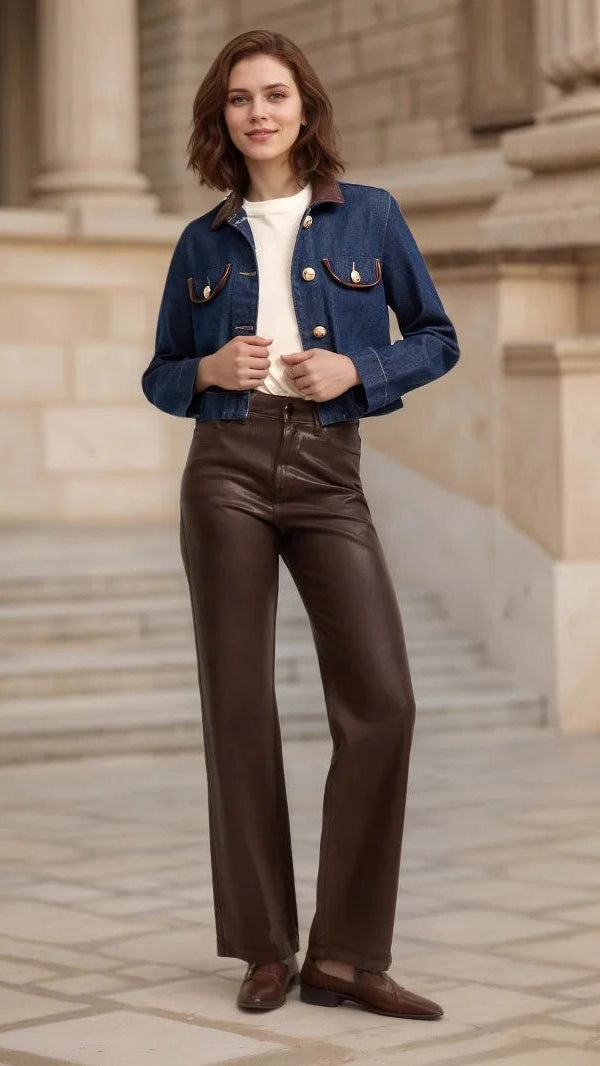 Blue Short Streetwear Jacket with Classic Collar