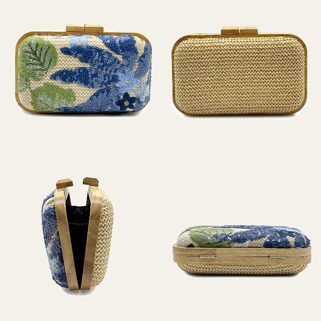 Embroidered Bloom Sequin Clutch