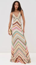 Crochet V Neck Halter Maxi Dress
