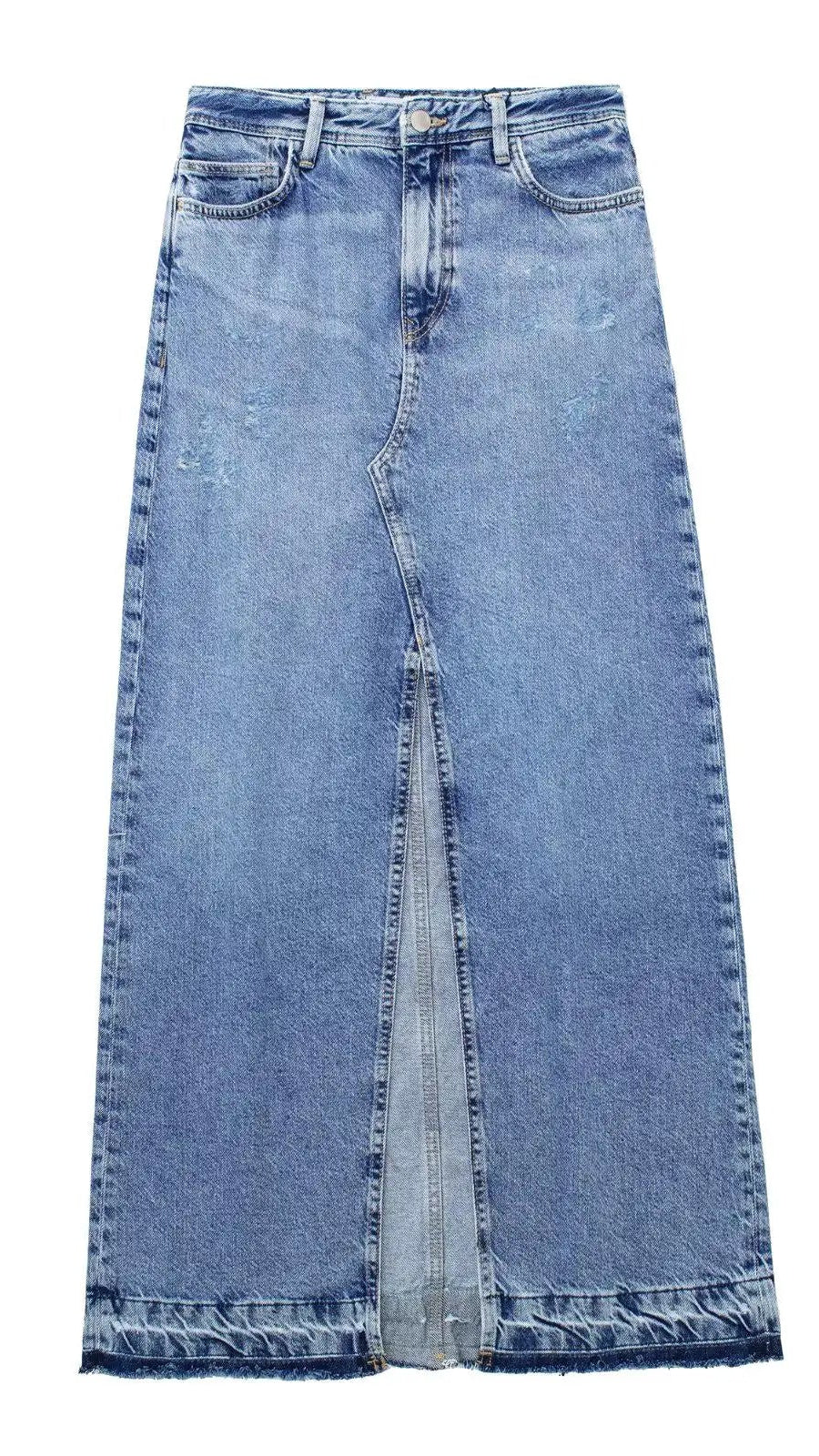 Midi Denim Skirt With Slith