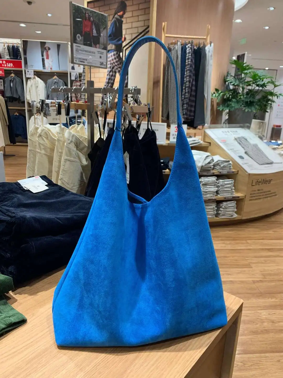 Blue Suede Tote Bag