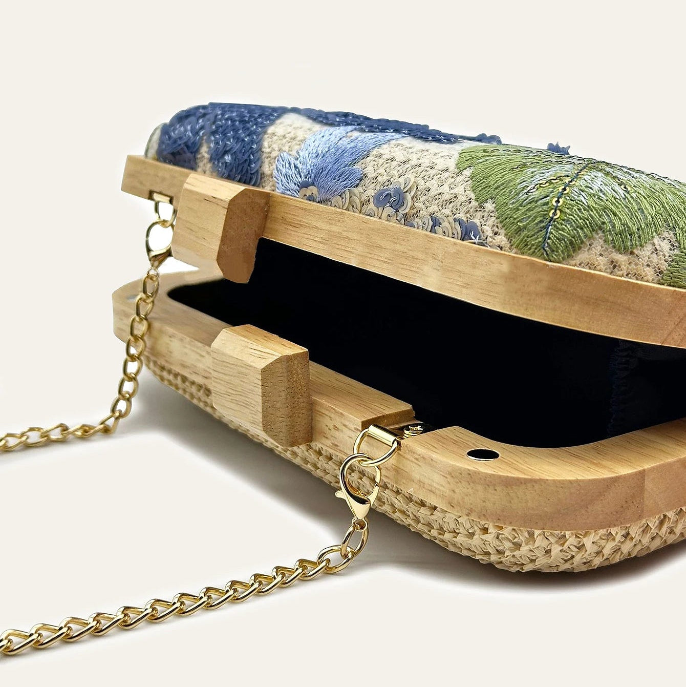 Embroidered Bloom Sequin Clutch