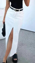 Midi Denim Skirt With Slith