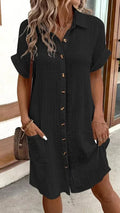 Short Sleeve Shirt Dress with Pockets