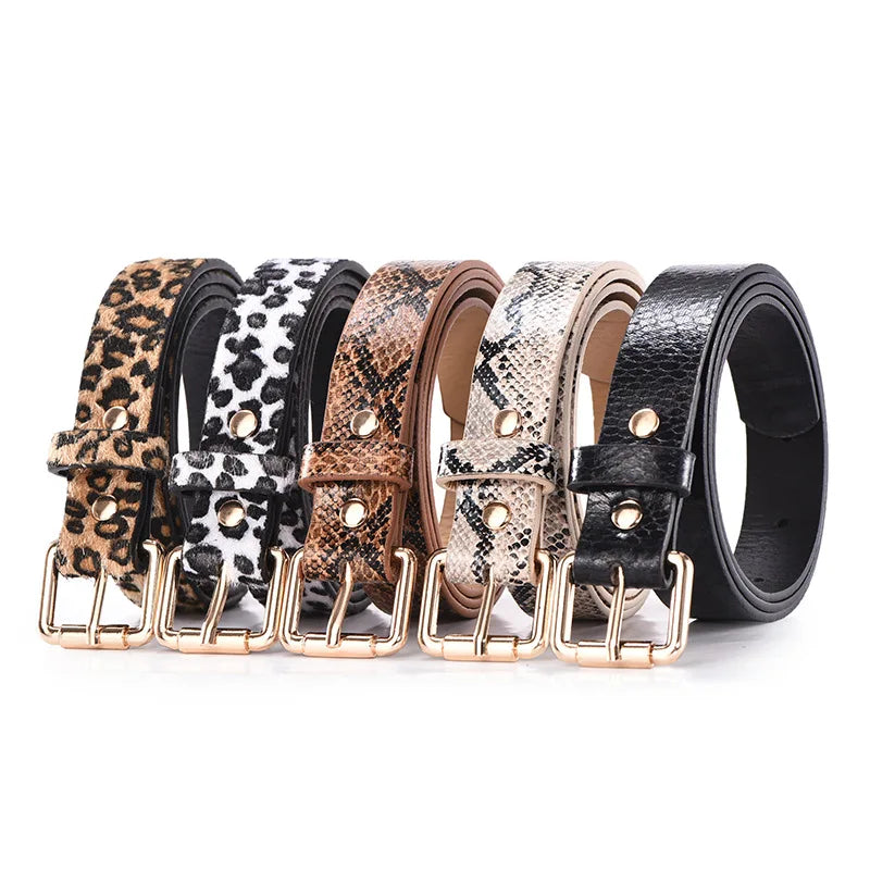Leopard Snake Print Slim PU Belt
