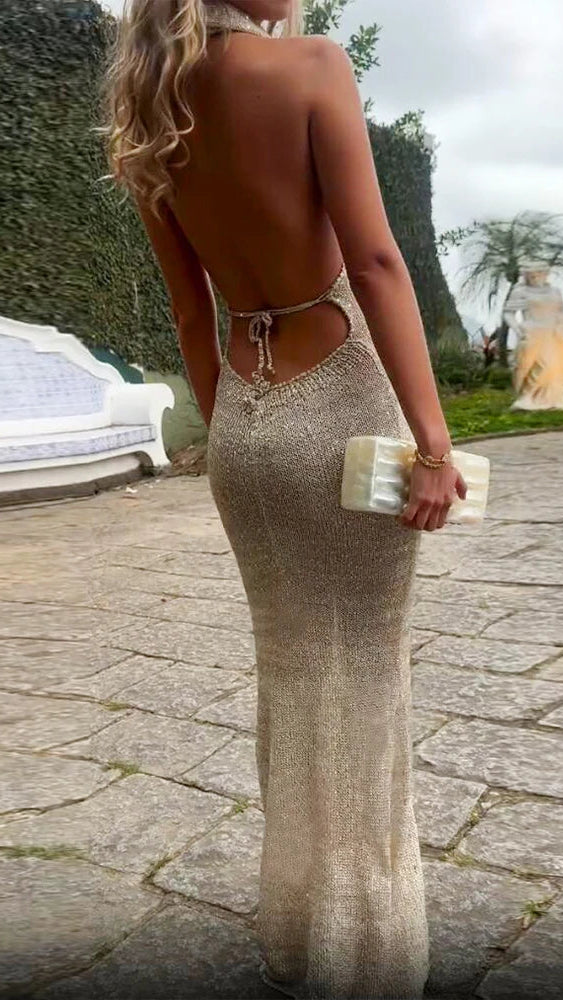 Stacked V Neck Sleeveless Backless