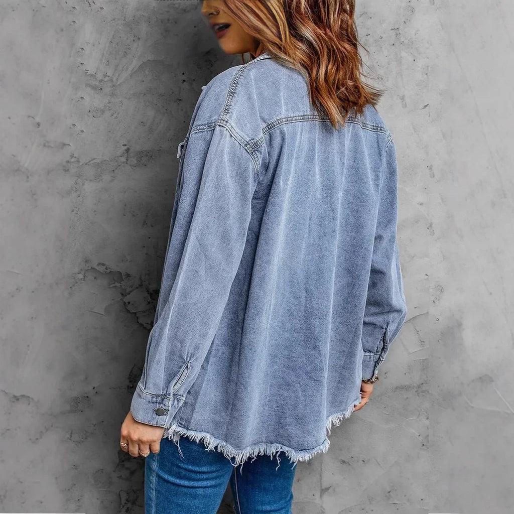 Vintage Blue Distressed Denim Jacket