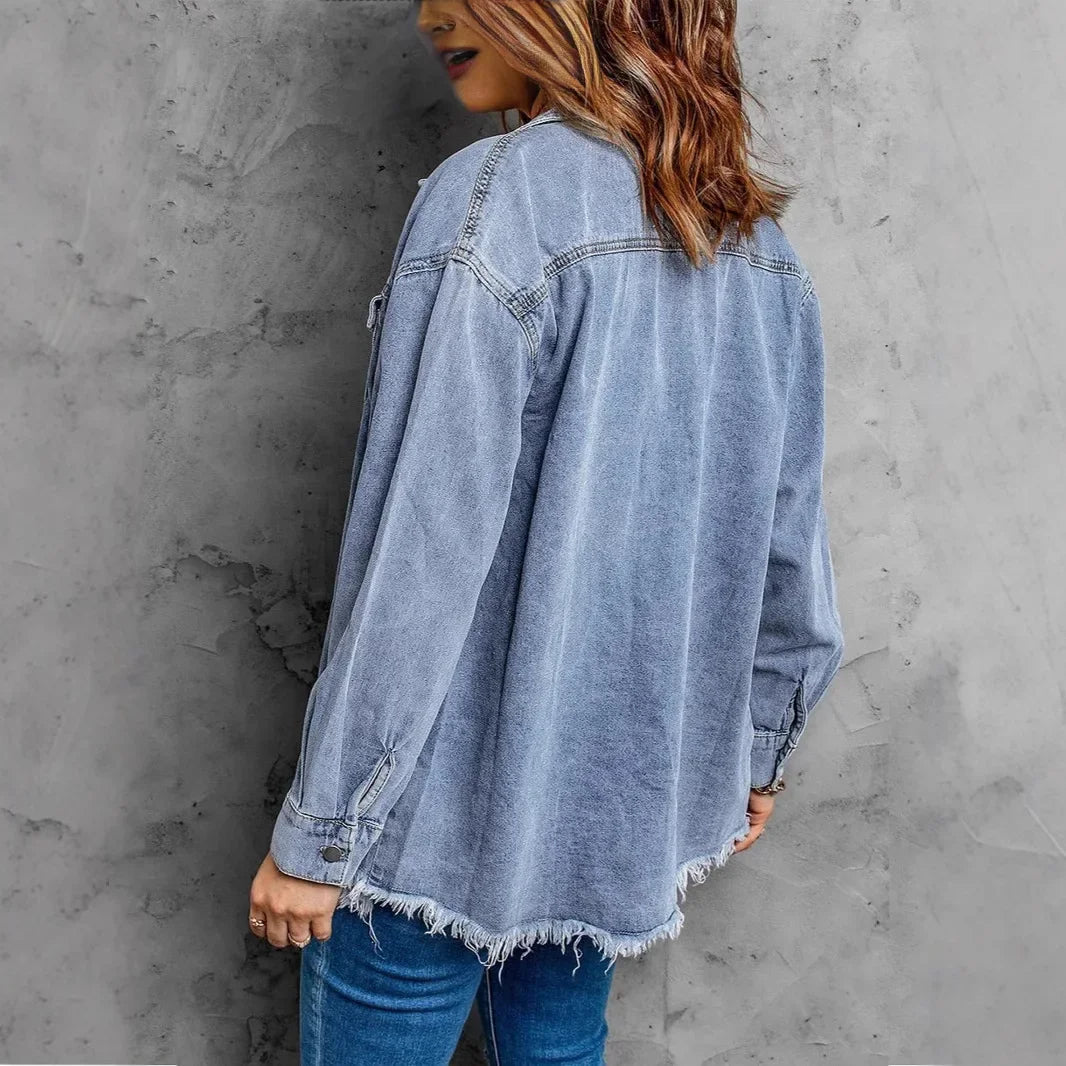 Vintage Blue Distressed Denim Jacket
