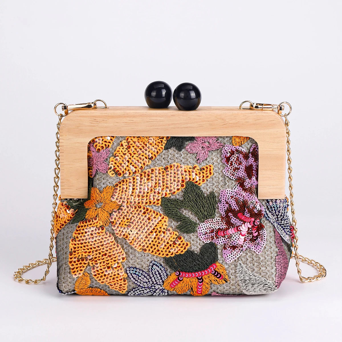 Sequins Embroidery Clutch Bag